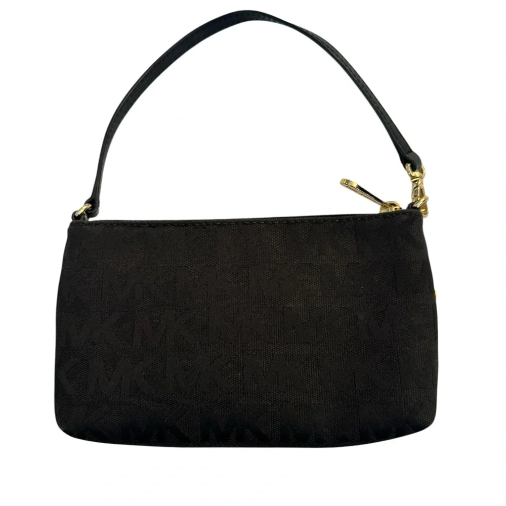 Michael Kors Jet Set Black Logo Canvas Wristlet Small